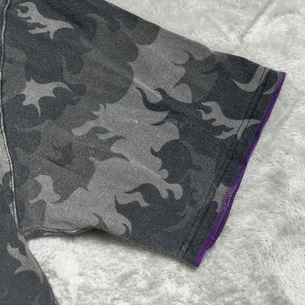 Harley Davidson Polo Shirt Crop Top Womens XL Camo Customized Biker Flames Y2K - Picture 3 of 8
